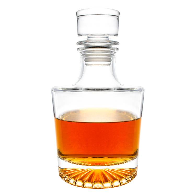 Glass Decanter with Airtight Geometric Stopper - Whiskey Decanter for Wine, Bourbon, Brandy, Liquor, Juice, Water, Mouthwash