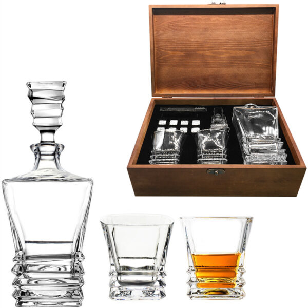 Crystal Bourbon Decanter Set with 2 Glasses